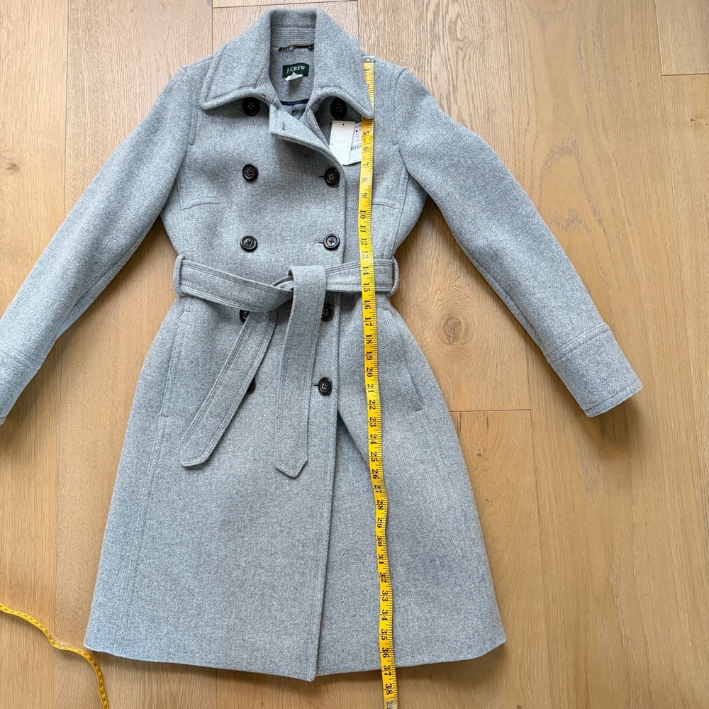 J. Crew Boulevard Wool Stadium-Cloth Trench Coat - Sz 0 - Picture 11 of 12